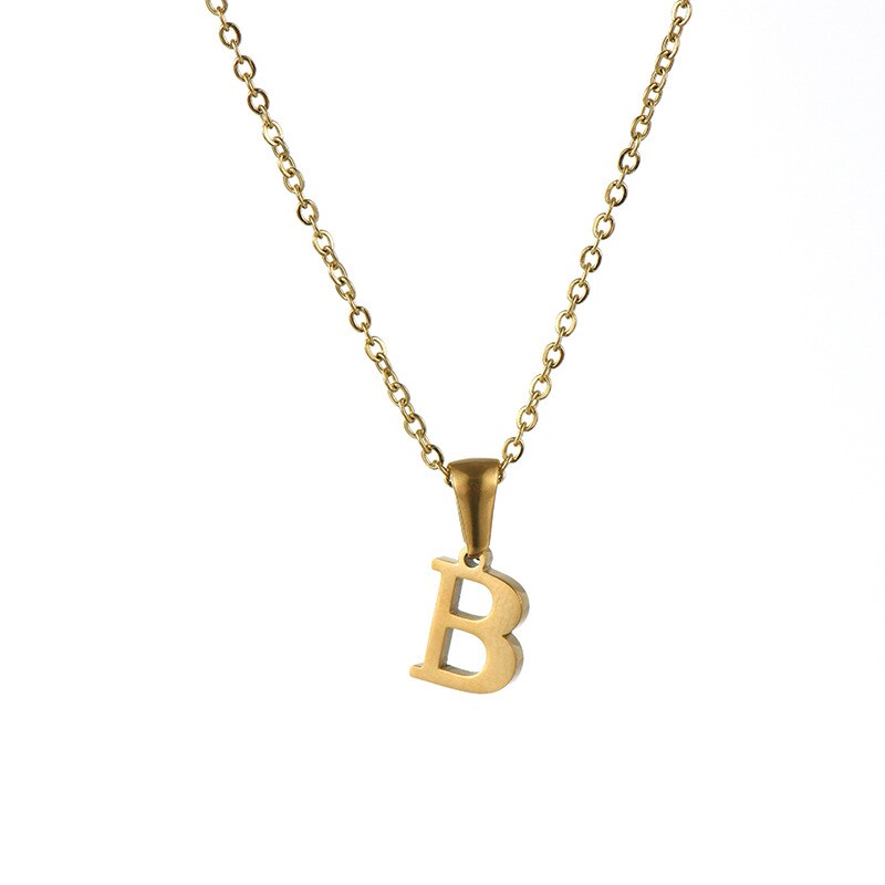 Gold color / 1 Piece Simple Series Simple Letter B Stainless Steel 18K Gold Plated Women's Pendant Necklaces Picture2